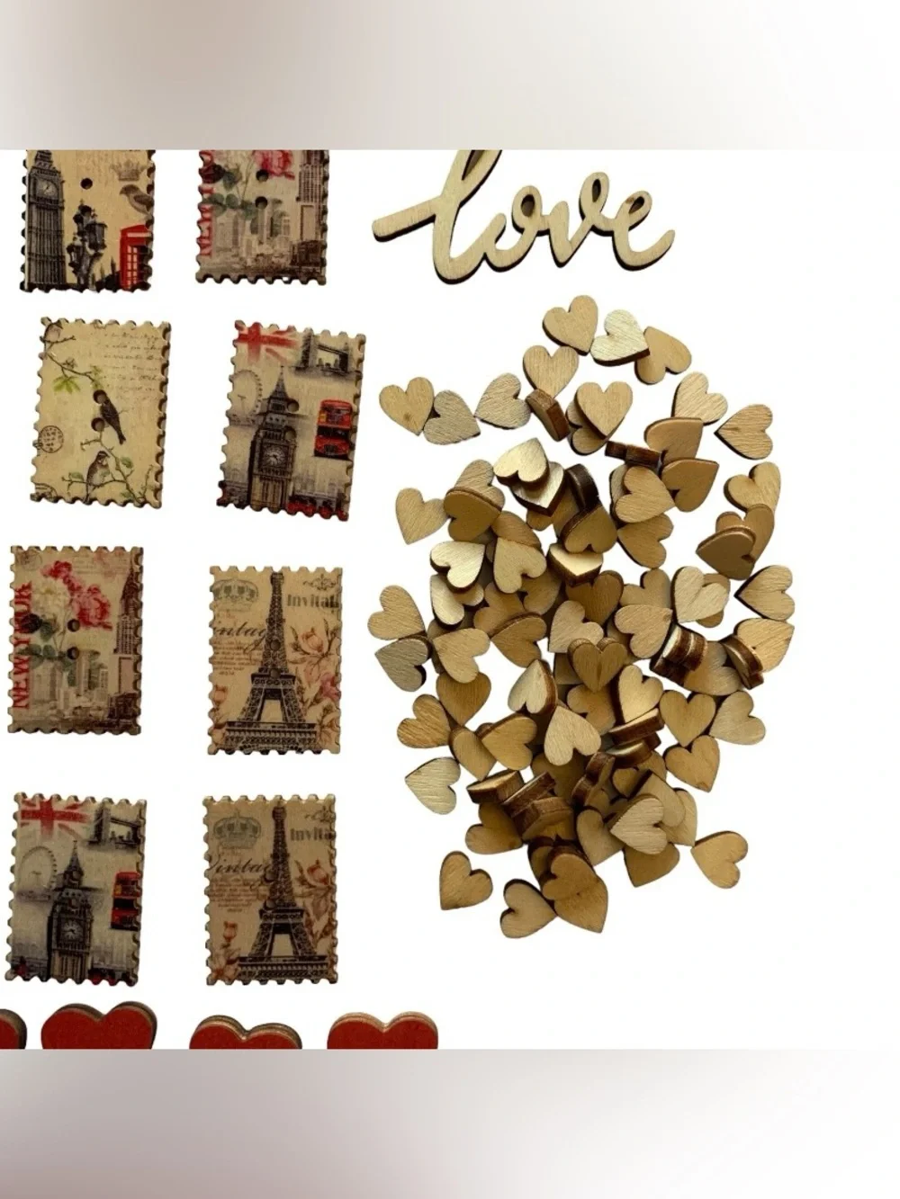 174pc Large Lot Card Making Craft Scrapbook Embellishment Lot Wood Veneer Shapes